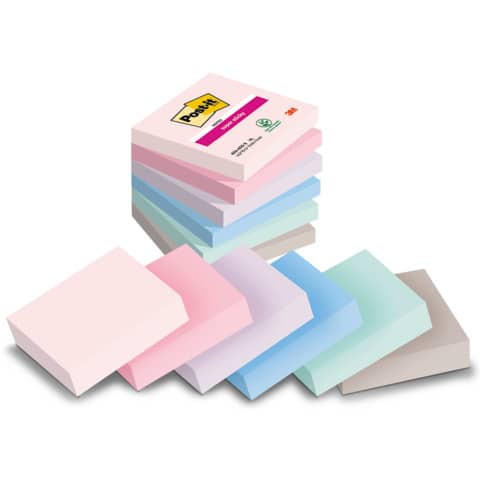 Foglietti Post-it® Super Sticky Soulful conf. 6 blocchetti da 90 ff - 76x76 mm - 654-6SS-SOUL